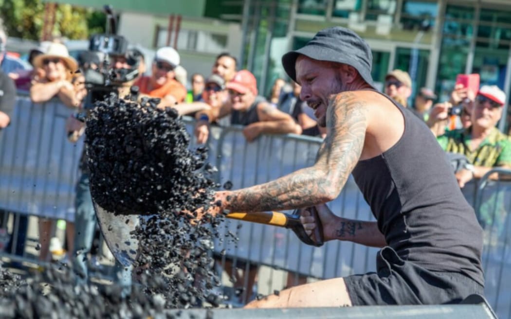 Coal shovelling at the Rural Games