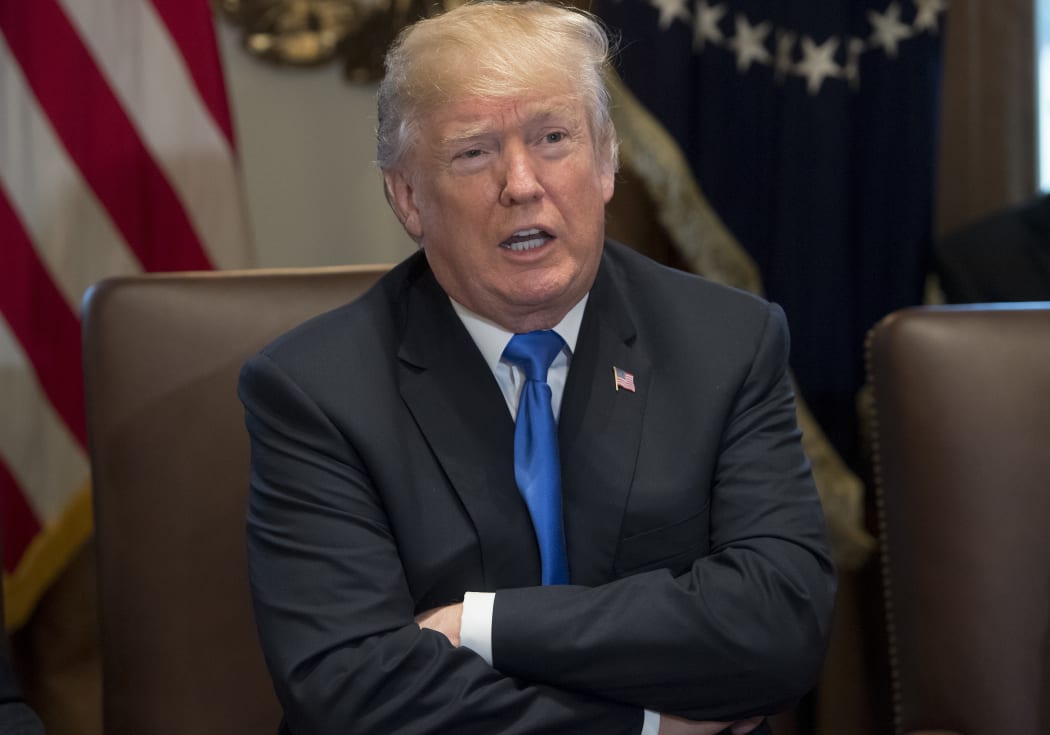 US President Donald Trump holds a Cabinet Meeting in the Cabinet Room at the White House in Washington DC on Wednesday.