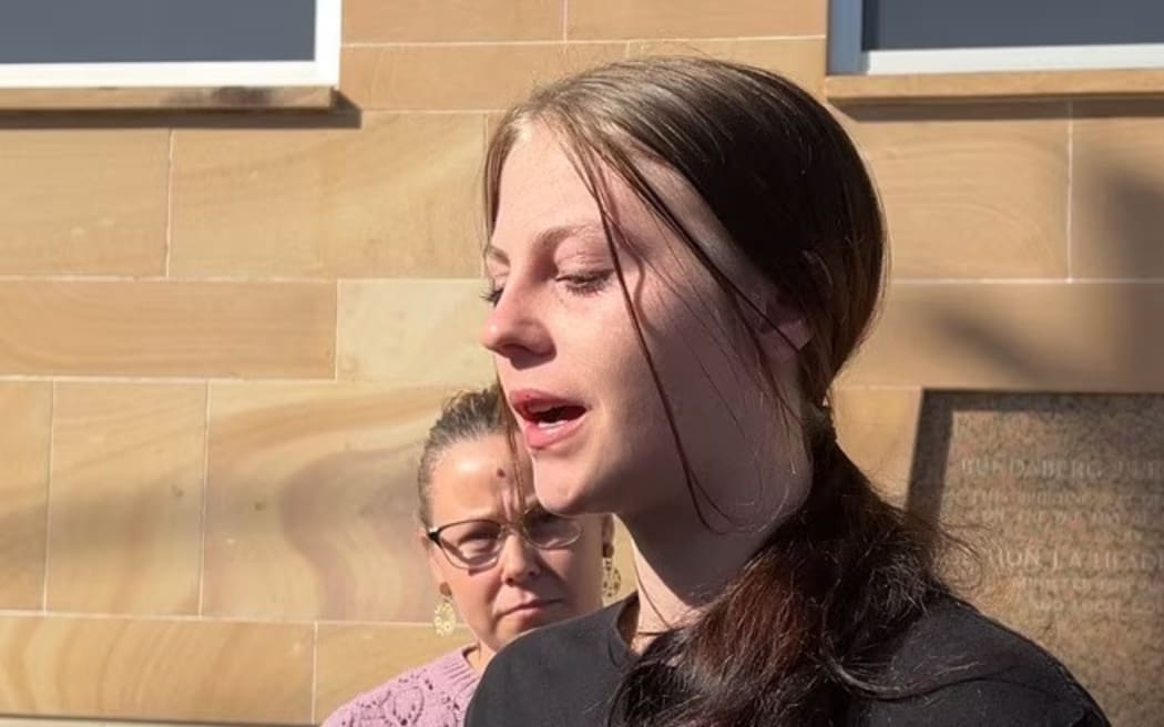Pheobe Bishop's sister, Kaylea, spoke outside court on Friday.