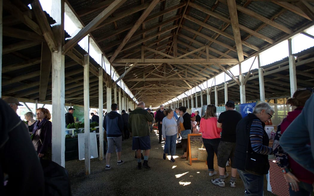 Marlborough Farmers Market, held every Sunday, use the sheep pens during wet and cold weather.