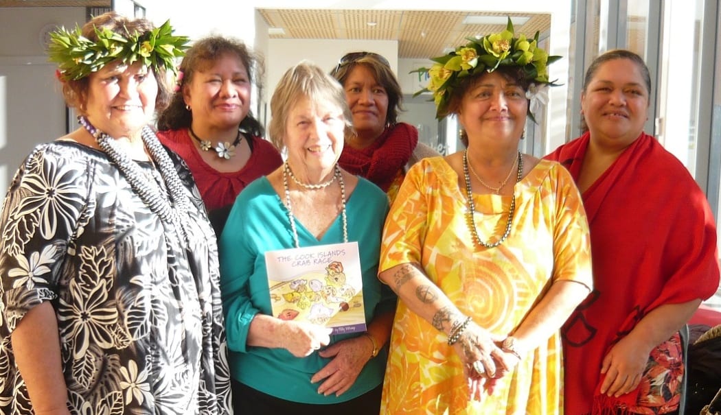 Author of "The Cook Islands Crab Race" June Allen (centre) wants to see more Pacific stories in children's literature.