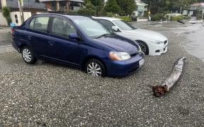 Sand is covering parts of roads in Days Bay on 2 May after heavy winds and rain in Wellington overnight.