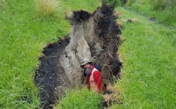 Russ Van Dissen in the Kēkerengū Fault line rupture.