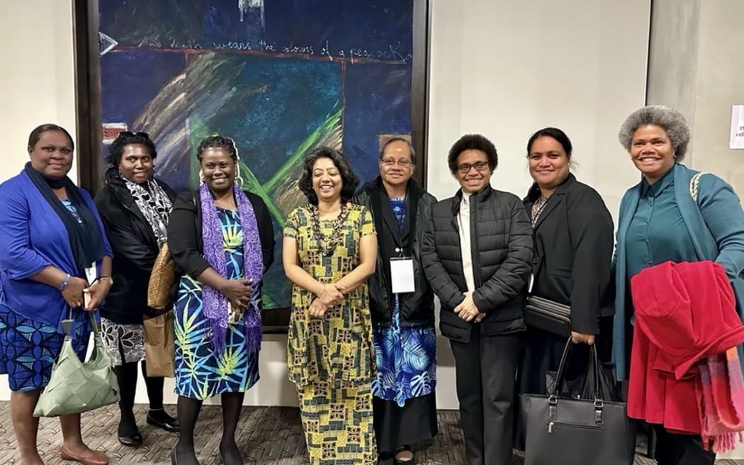 Women MPs from Pacific Islands countries at a wānanga at New Zealand's Parliament, 9 August 2023.