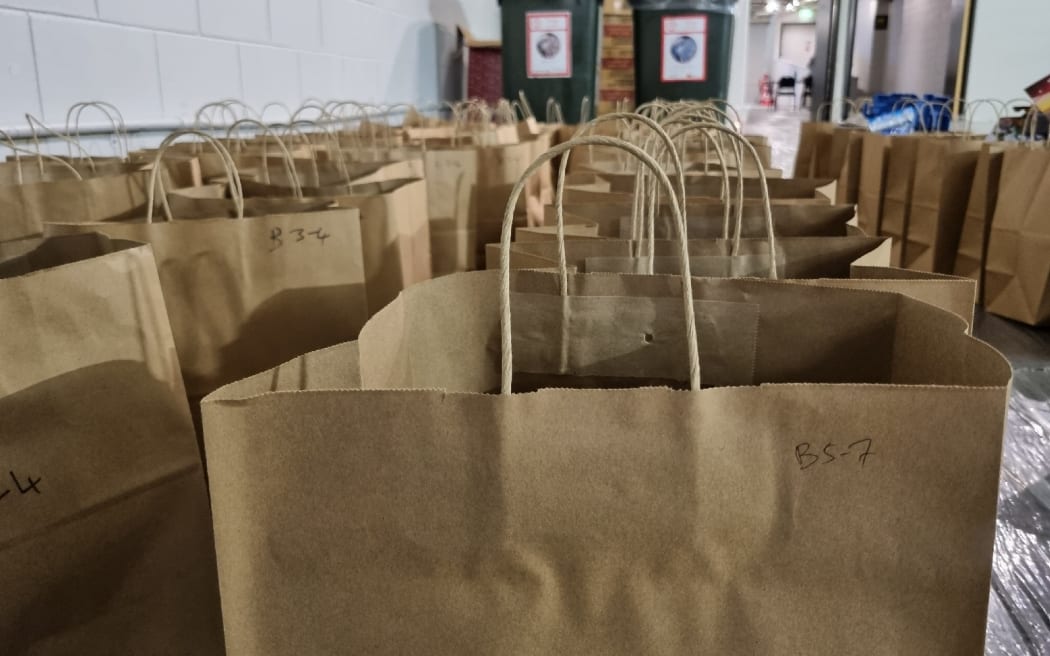 Gift bags sorted by age.