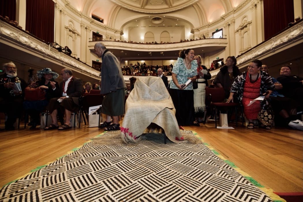 The chair where Prime Minister Jacinda Ardern will sit to give the apology.