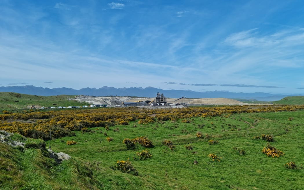 The Nine Mile mine is among grassed dunes at Cape Foulwind on the West Coast