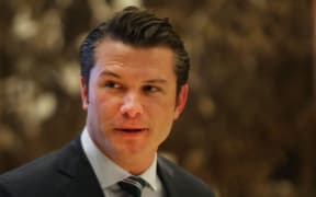 In this 15 December 2016 photo, Fox News contributor Pete Hegseth arrives at Trump Tower in New York City.