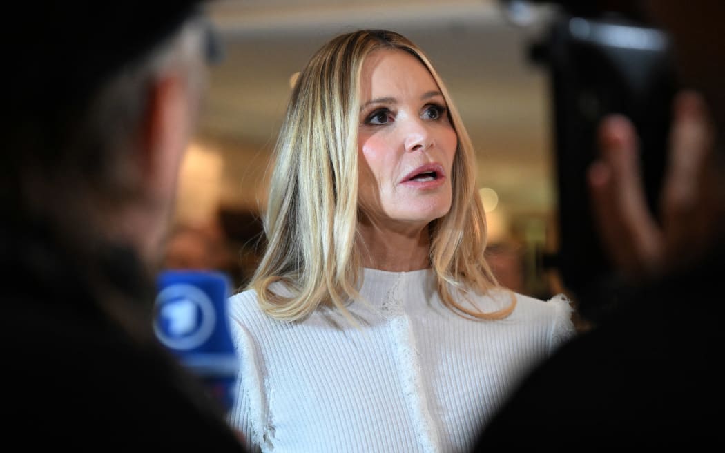 Elle Macpherson, model and actress, stands on the white carpet at the Best Brands Awards 2024 gala, on 27 February 2024, Bavaria, Munich.