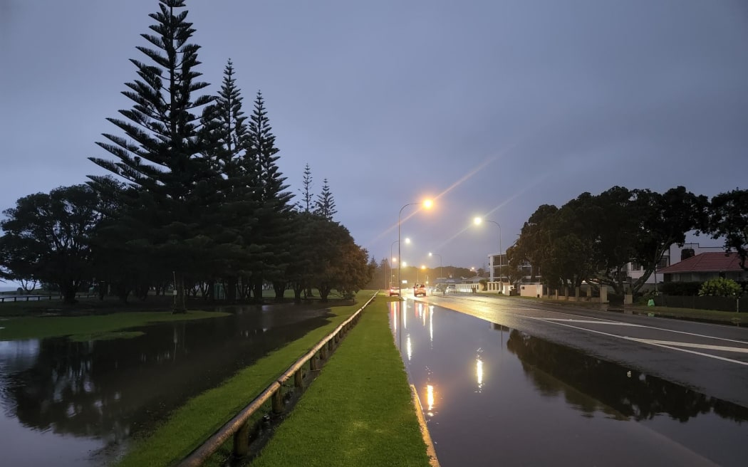 Hibiscus Coast Highway in Orewa during flooding