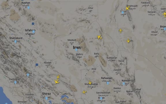 No planes are currently flying above Iran, according to Flightrader24. Screenshot taken at 4.20pm on 19 April 2024.