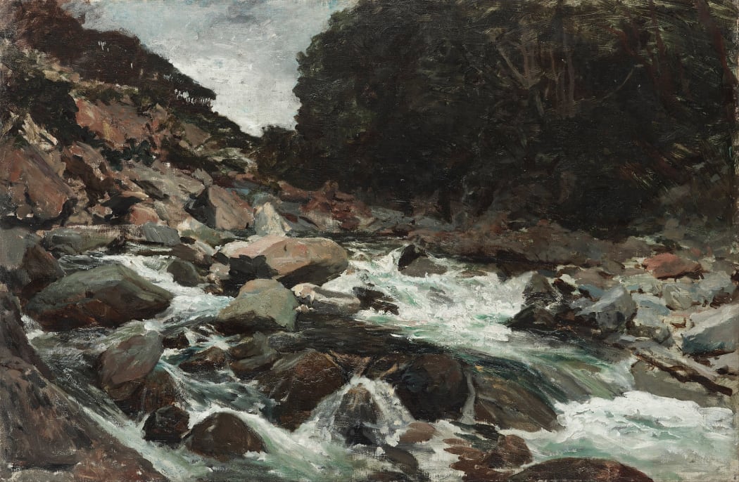 Petrus van der Velden: Mountain Stream, Otira Gorge from Te Papa collection.