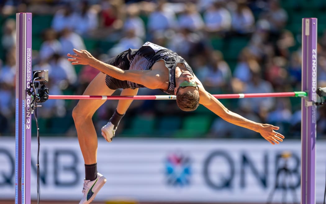 New Zealand high jumper Hamish Kerr at the 2022 World Athletics Championships in Oregon, USA.