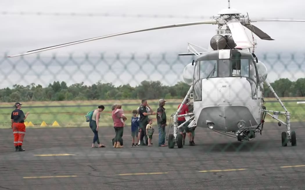 Some Thargomindah residents were evacuated to Charleville by helicopter.