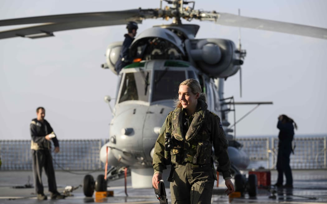 The Seasprite helicopter embarked on HMNZS Aotearoa provides enhanced force projection and surveillance of suspicious vessels