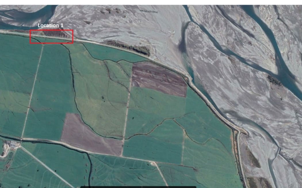 Location one: the area on the Wanganui River north of Hari Hari where stopbank is being repaired and rock lined