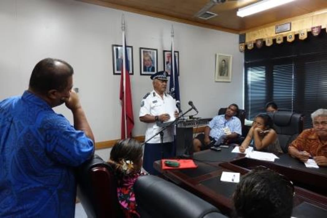 Samoa Police Superintendent Su'a Muliaga Tiumalu speaking to media at the force's weekly press conference in Apia
