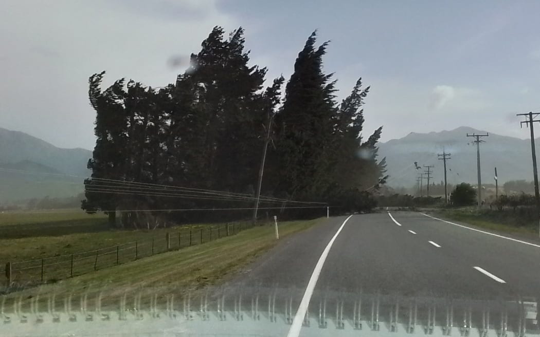 Wind and rain strikes near Hanmer Springs. Photo: supplied by MainPower