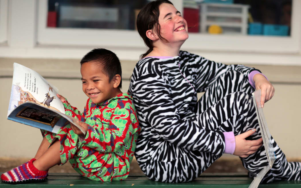 Omega Diranga (year 1) and Josie Cunningham (year 5) students from Glen Eden Primary School