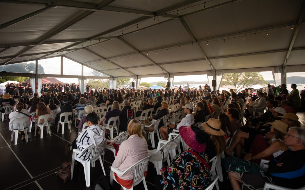 There was barely a free seat at the Waitangi Forum Tent as a group from Waitomo Papakāinga performed.