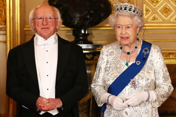 President Michael D Higgins of Ireland and the Queen.
