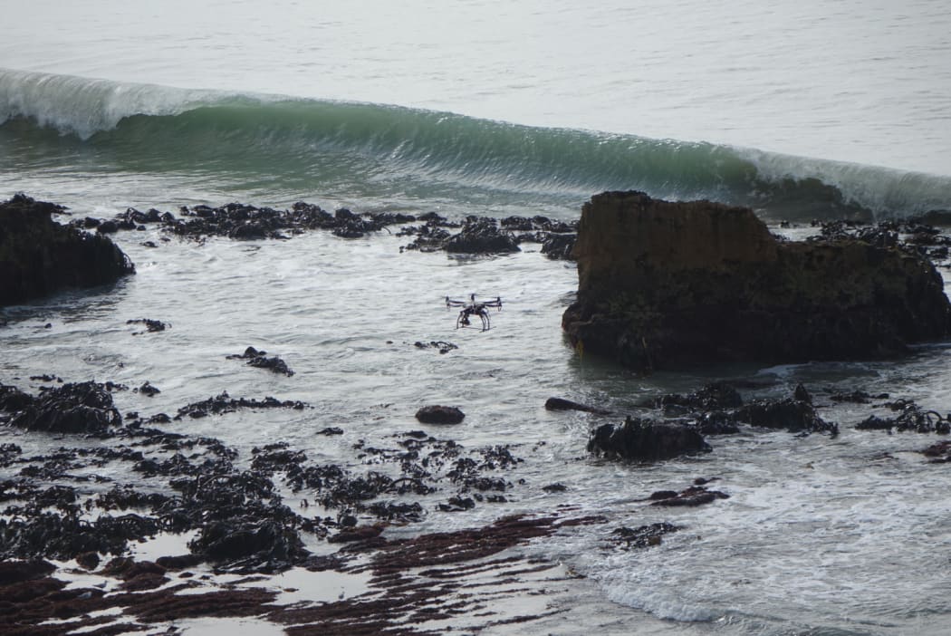 The drone is being used to survey coastal erosion near Kakanui, North Otago.