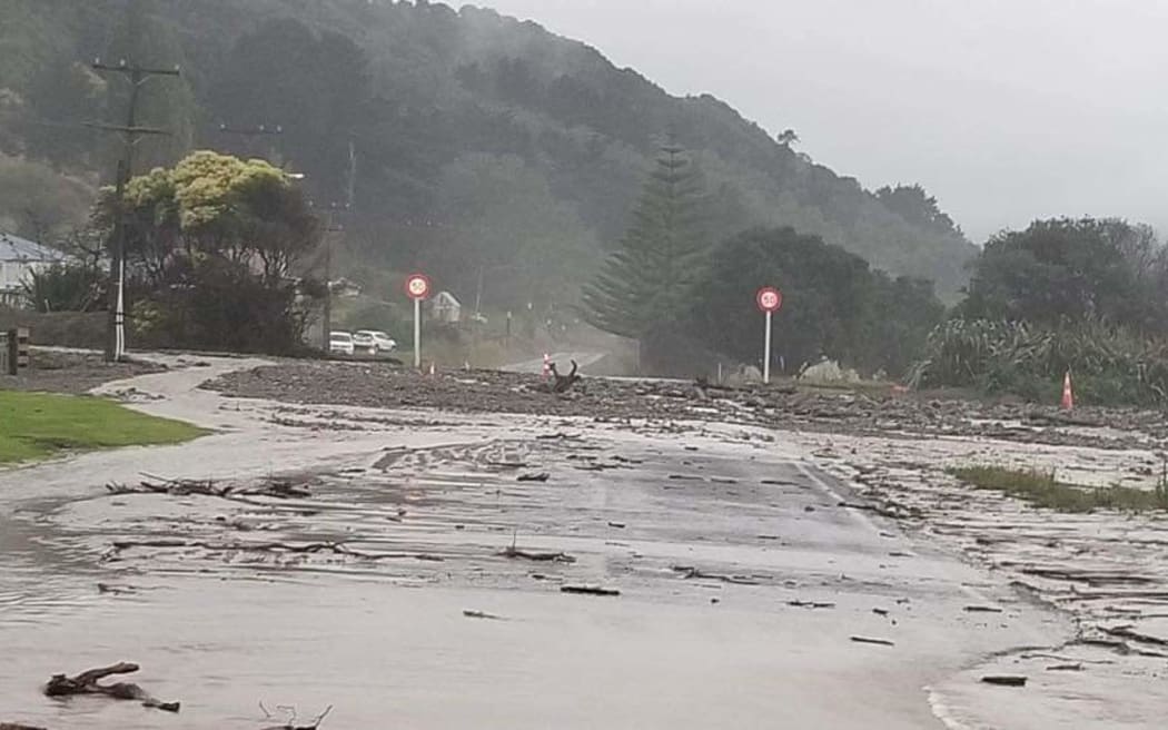 Flooding at Waikoko Stream at Tokomaru Bay.