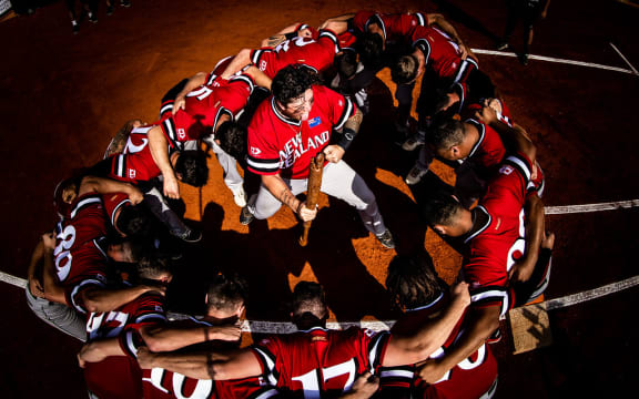 The New Zealand Men's Softball team, the Golden Home Black Sox, perform haka at the 2019 World Cup. Game for 3rd place, New Zealand vs Canada, 23th of June, 2019. Photo Grega Valancic / WBSC