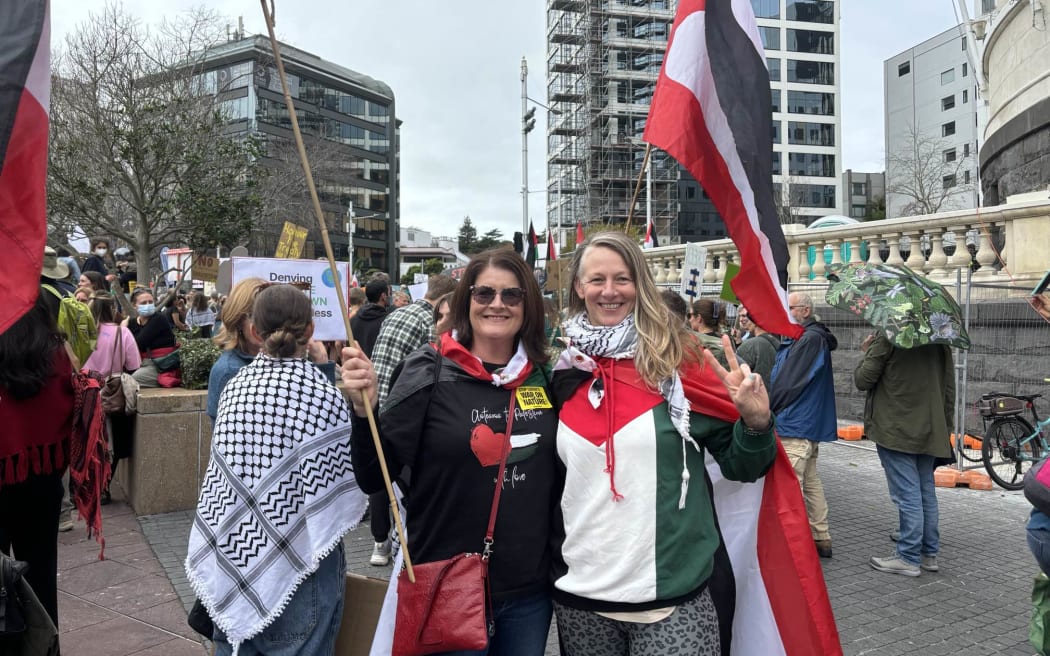 Women protest against the government's Fast Track Bill in Aotea Square on 8 June 2024.