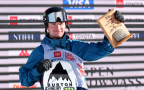 New Zealand snowboarder Dane Menzies finishes third in the Aspen Snowmass Men's Snowboard Slopestyle Finals, 2026.
