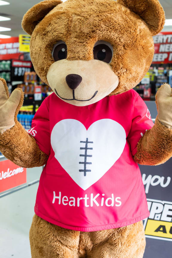 Maia the bear helps support children with heart ailments.