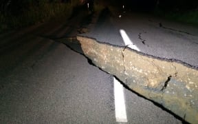 The quake damage could be clearly seen on Leader Rd in Kaikoura.