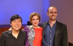 Michael Hill International Violin Competition Finalists: Luke Hsu (USA), Ioana Cristina Goicea (Romania) and Benjamin Baker (NZ)
