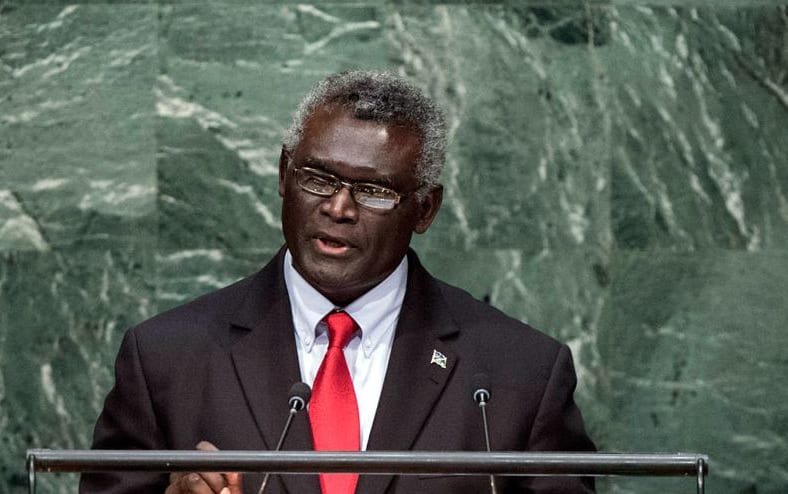Solomon Islands Prime Minister, Manasseh Sogavare, speaking at the UN.
