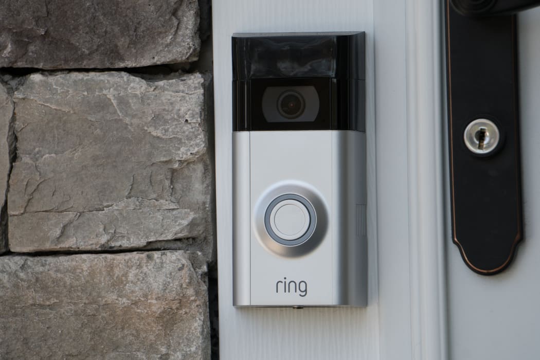 Ring video doorbell owned by Amazon. manufactures home smart security products allowing homeowners to monitor remotely via smart cell phone app.