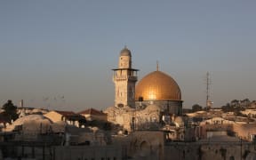 The Dome of the Rock, in the compound known to Muslims as al-Haram al-Sharif (Noble Sanctuary) and to Jews as Temple Mount, in Jerusalem's old city.