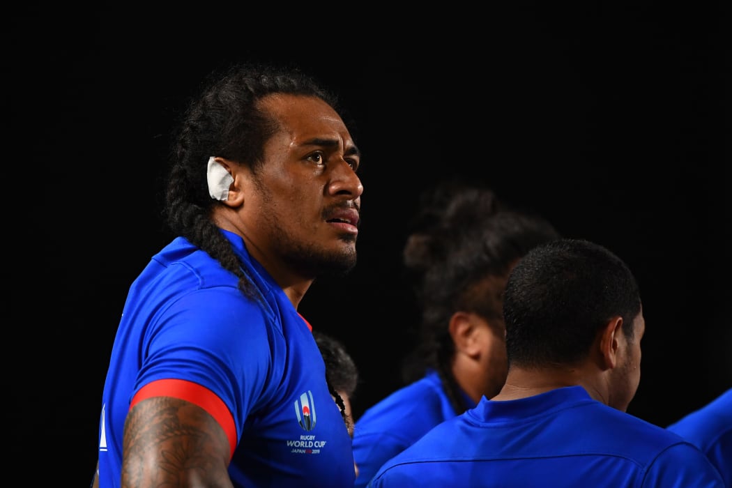 Manu Samoa lock Filo Paulo during the 2019 Rugby World Cup.