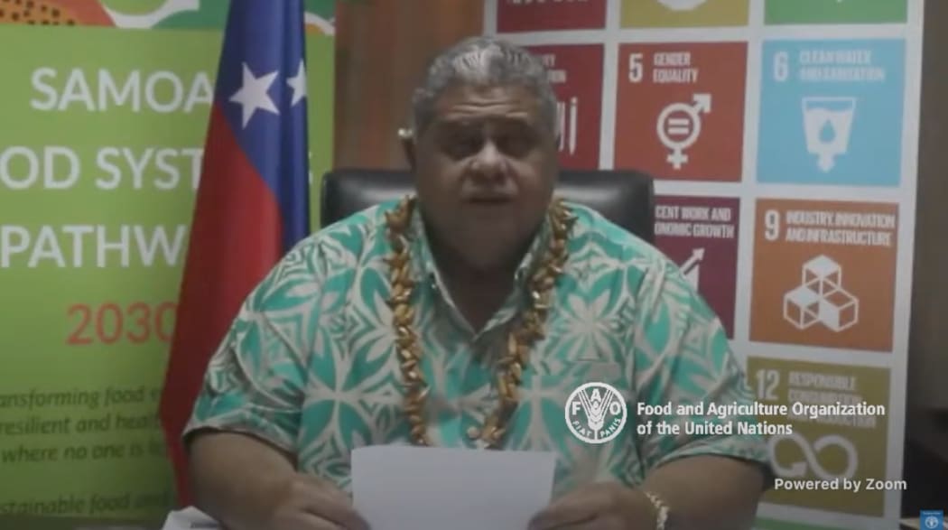 Samoa's Minister of Agriculture Laauli Leuatea attends the 36th FAO regional Asia-Pacific conference virtually