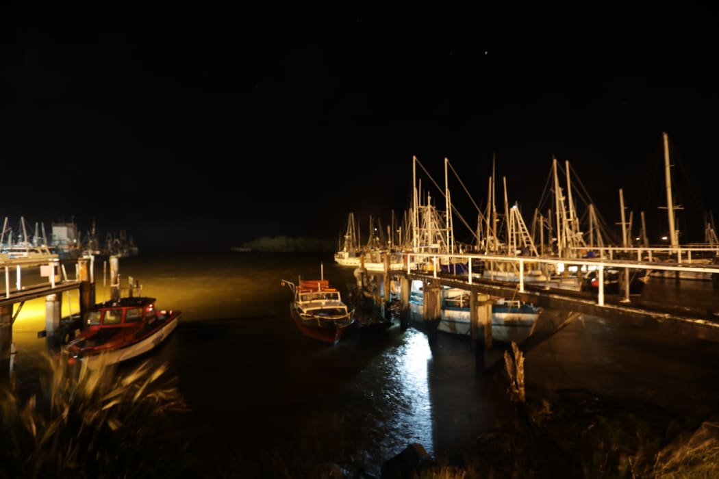 In the early hours after the storm hit the West Coast overnight, Westport is relatively quiet with occassional gusts blowing through.
