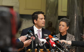 Simon Bridges speaks to media after Jami-Lee Ross released a recording of them speaking.