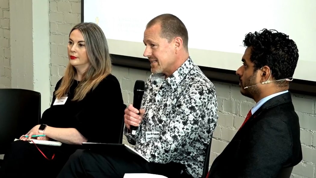 The Chief Censor David Shanks speaking at a conference about social media and democracy the University of Otago this week.