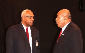Ratu Viliame Seruvakula, left, with iTaukei Affairs Minister Ifereimi Vasu. 13 November 2024