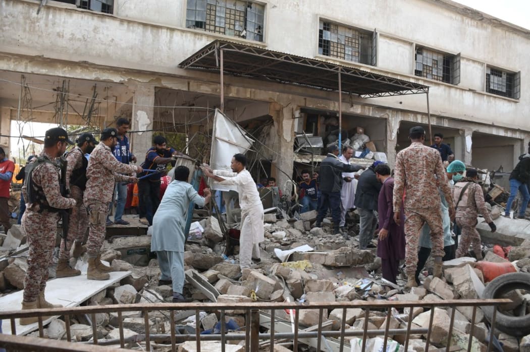 KARACHI, PAKISTAN - DECEMBER 18: A view of the site after an explosion in Karachi, Pakistan on December 18, 2021.