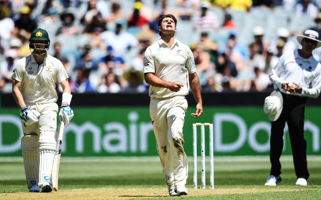 A frustrated Colin de Grandhomme during play on Day 1 of the second cricket test match. ICC World Test Championship, New Zealand Black Caps v Australia, MCG, Melbourne, Australia.