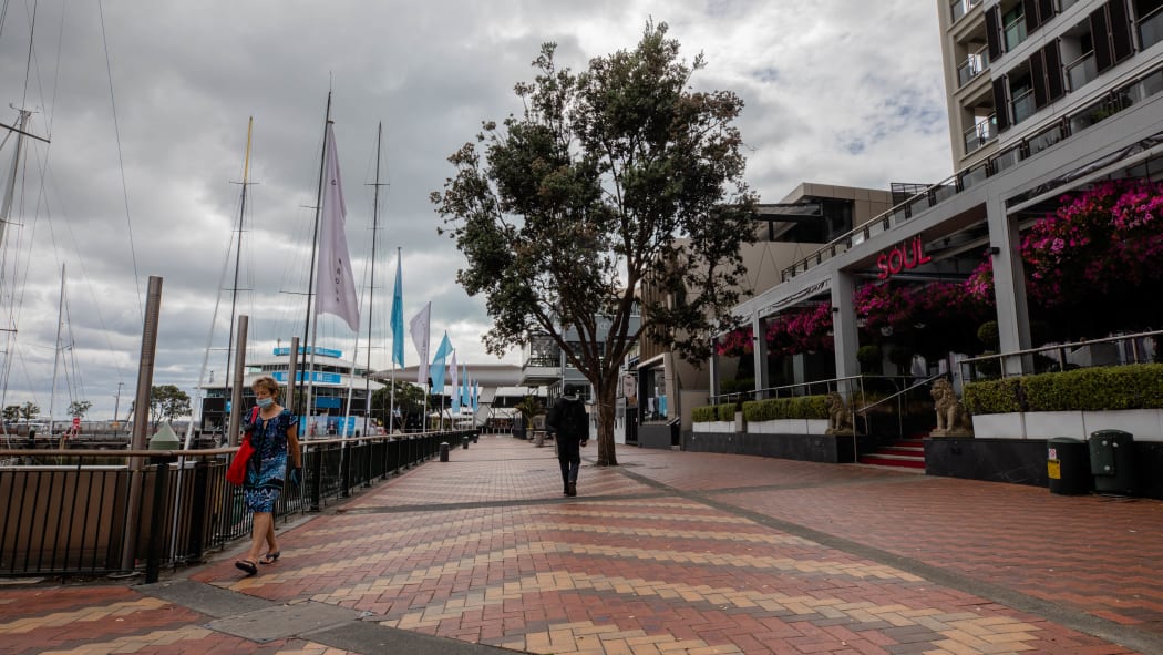 Auckland's deserted viaduct area during the Covid-19 alert level four lockdown.