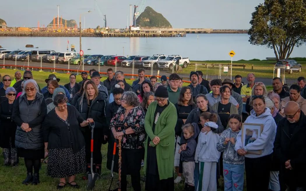 Dozens of Ngati Te Whiti and supporters gathered on the waterfront at dawn.