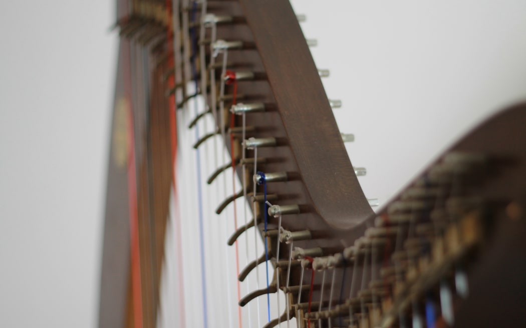 Detail of a lever harp