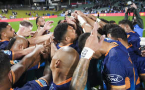 Ardie Savea and Moana Pasifika celebrate.