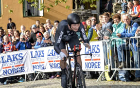 Hamish Bond competing at the UCI Road World Championships in Norway