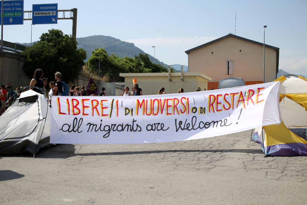 Italian No Borders movement supporters.